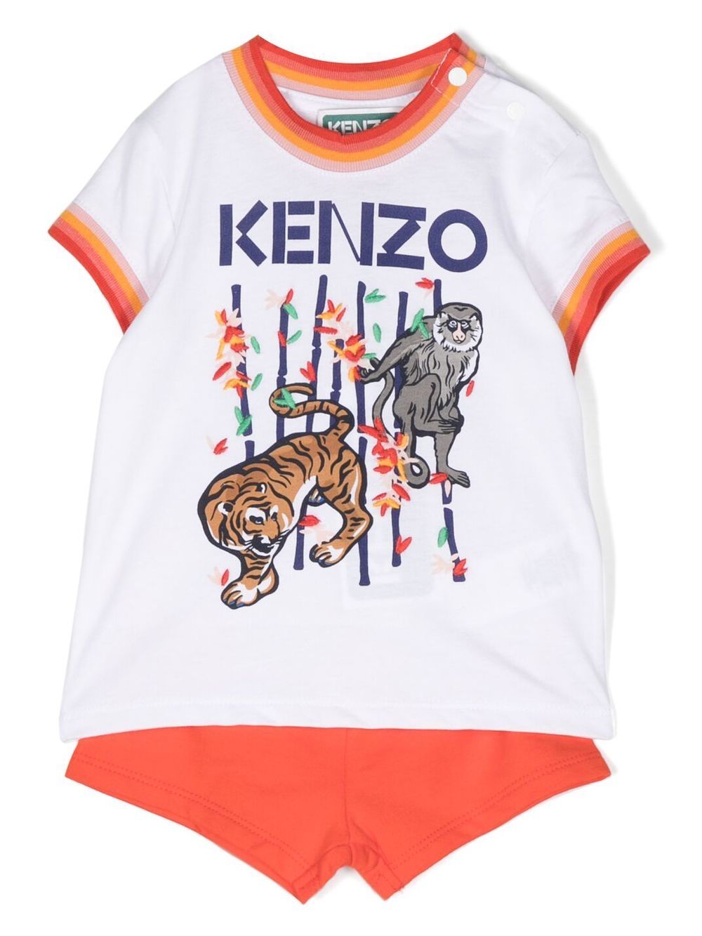 Kenzo Kids 动物纹T恤与短裤 - 红色