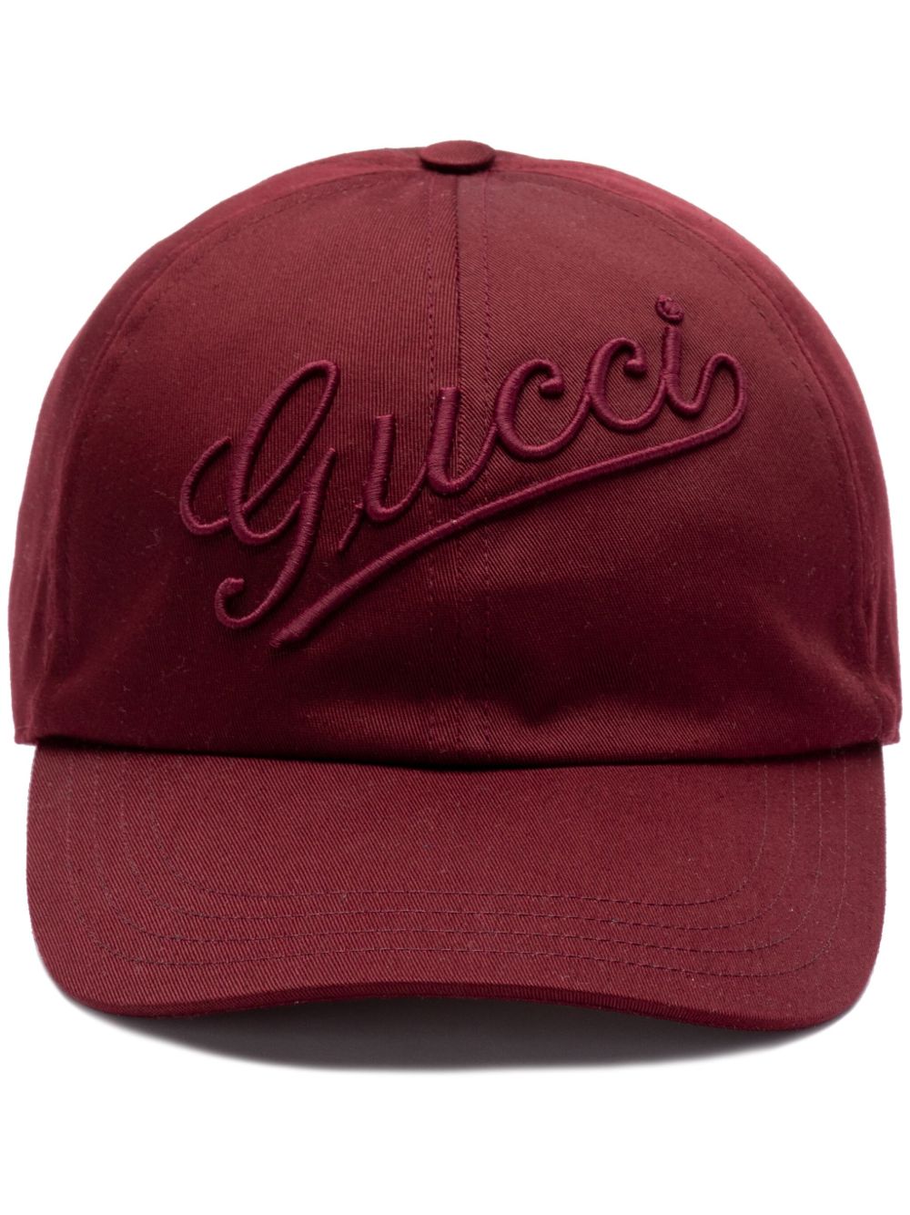 Gucci logo刺绣棒球帽 - 红色