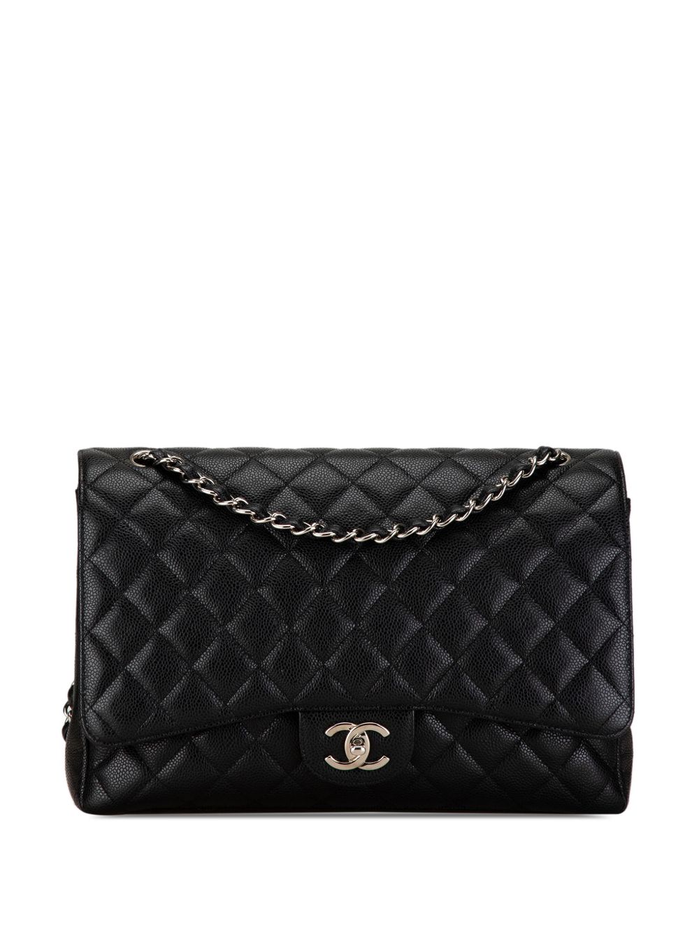 CHANEL Pre-Owned Maxi Classic Caviar Double Flap 单肩包（2013-2014年典藏款） - 黑色