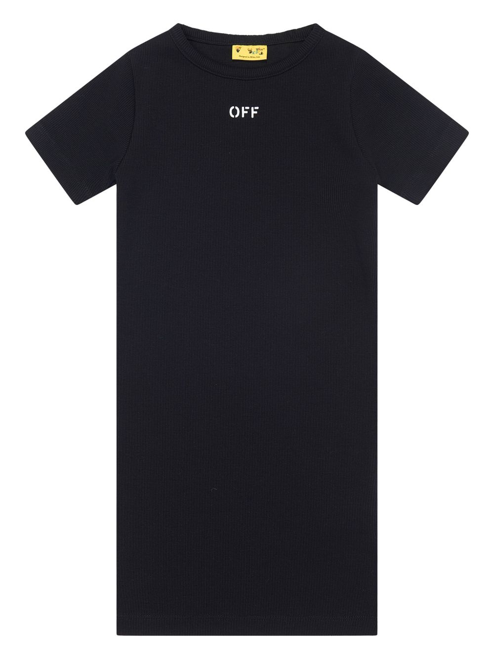 Off-White Kids logo印花T恤式连衣裙 - 黑色