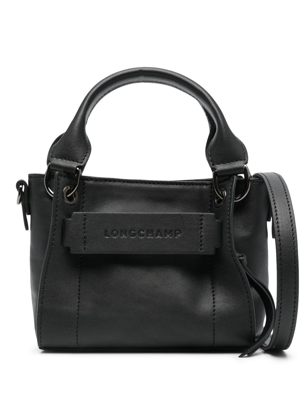 Longchamp XS 3D 皮质托特包 - 黑色