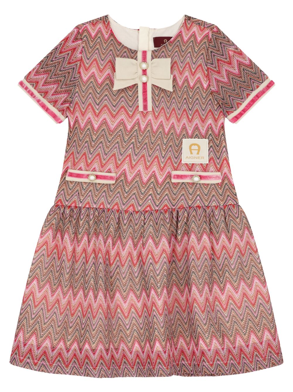 Aigner Kids 编织钩编针织连衣裙 - 粉色