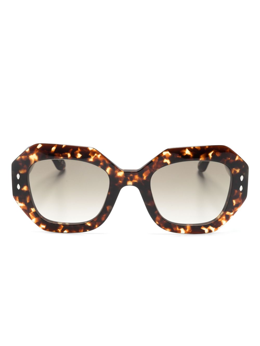 Isabel Marant Eyewear 玳瑁纹几何形框太阳眼镜 - 褐色