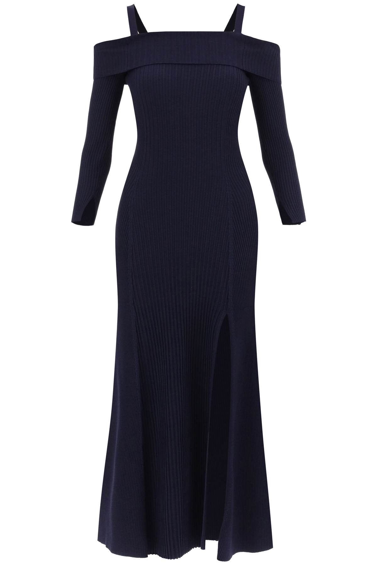 Ganni Long Knitted Off-the-shoulder Dress
