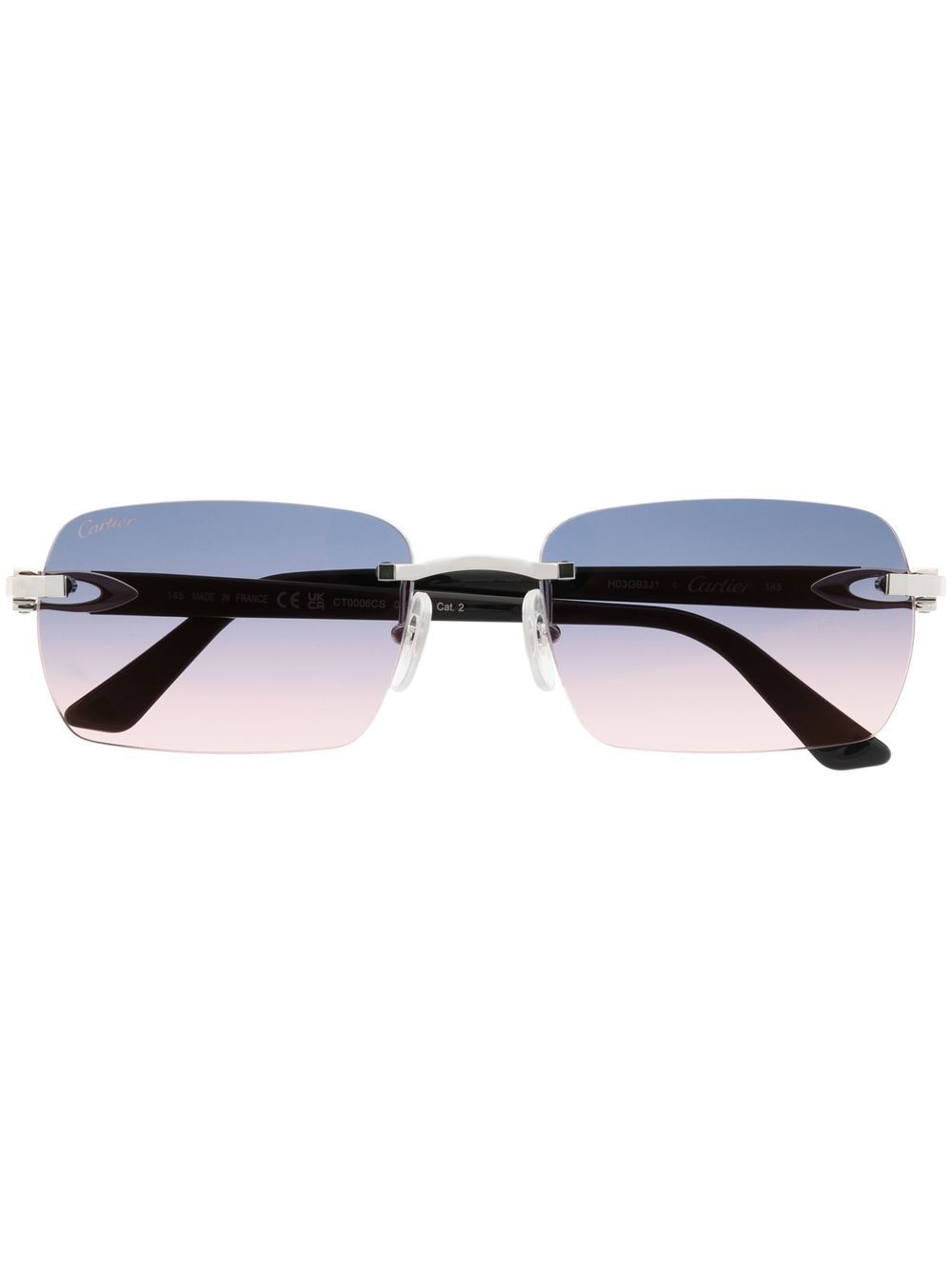 Cartier Eyewear 渐色长方形框太阳眼镜 - 银色
