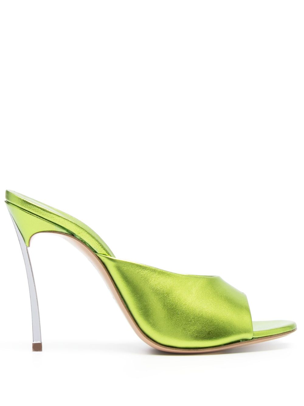 Casadei 皮质金属感高跟穆勒鞋 - 绿色