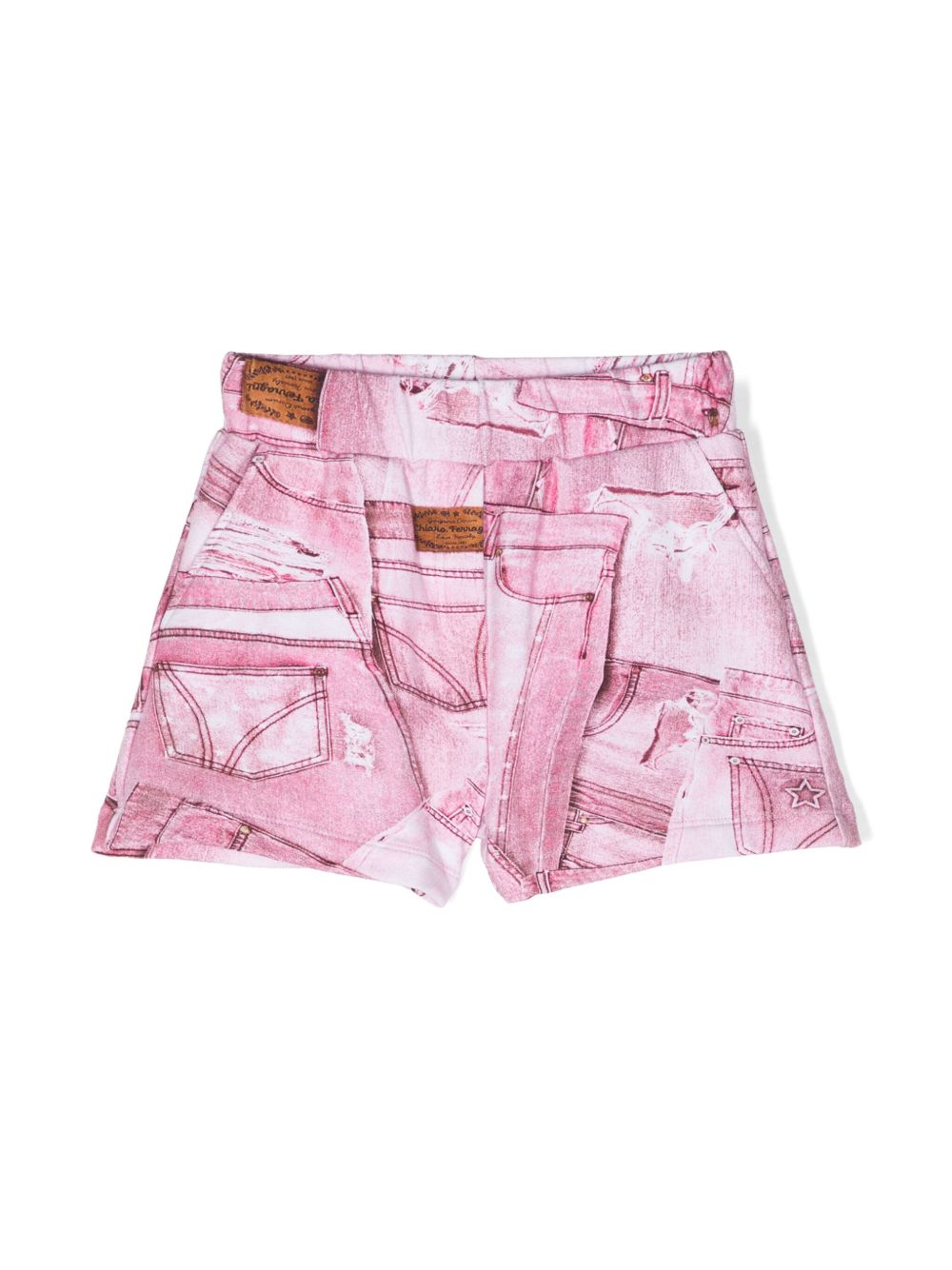 Chiara Ferragni Kids St. Denim 图案印花短裤 - 粉色