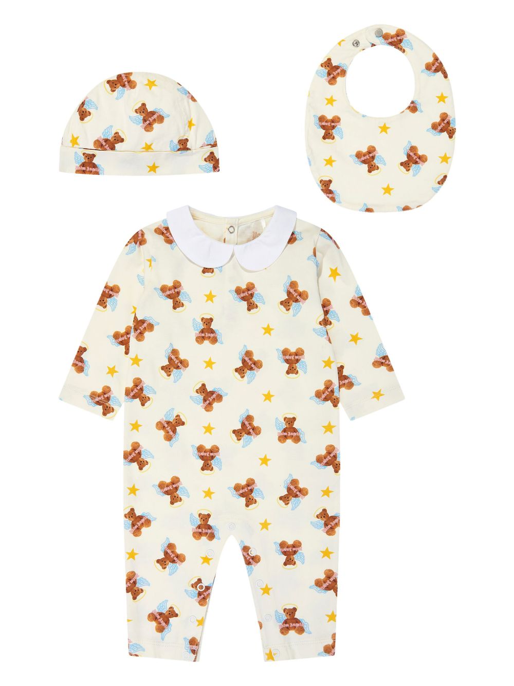 Palm Angels Kids Teddy Bear 印花连体衣套装 - 中性色