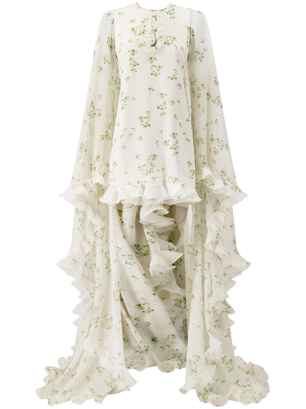 Giambattista Valli Lucky Love 真丝斗篷式连衣裙 - 白色