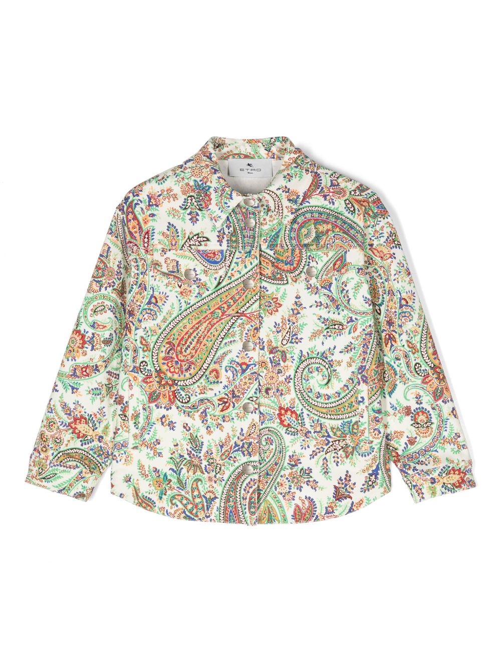 ETRO KIDS 佩斯理印花牛仔夹克 - 绿色