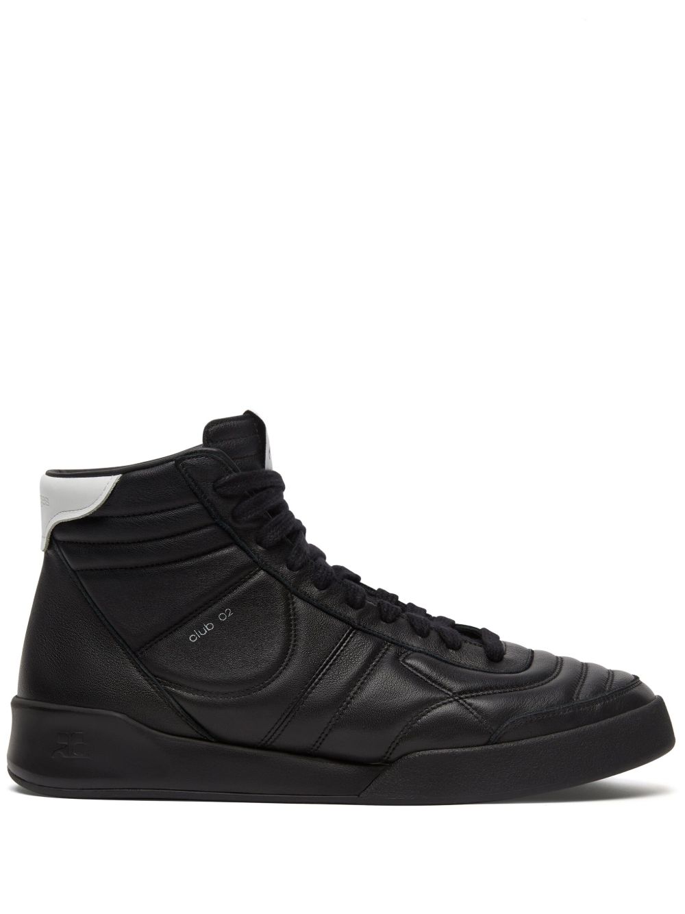 Courrèges Mid Club 02 皮质运动鞋 - 黑色
