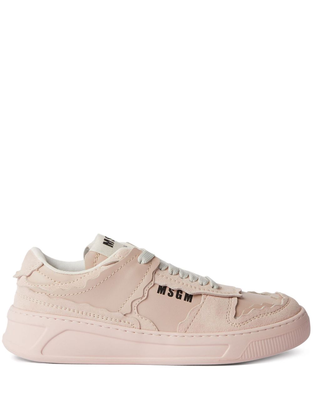 MSGM logo印花皮质运动鞋 - 粉色
