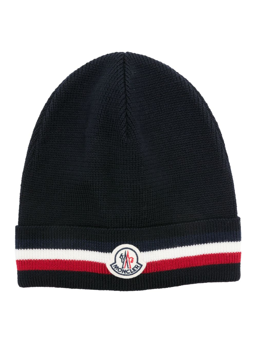 Moncler 标贴条纹细节套头帽 - 蓝色