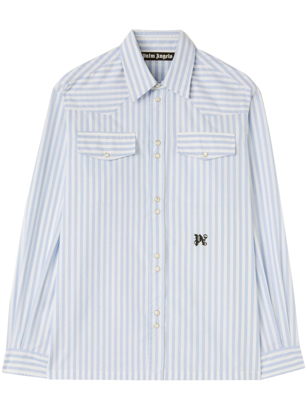 Palm Angels Monogram 棉条纹衬衫 - 白色