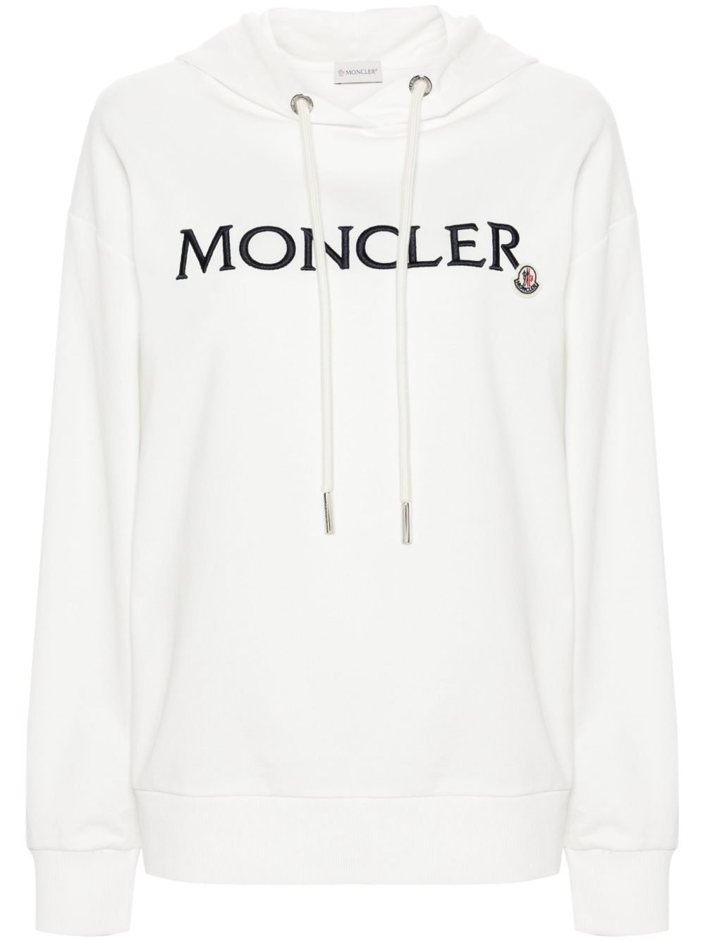 Moncler logo刺绣棉连帽衫 - 白色