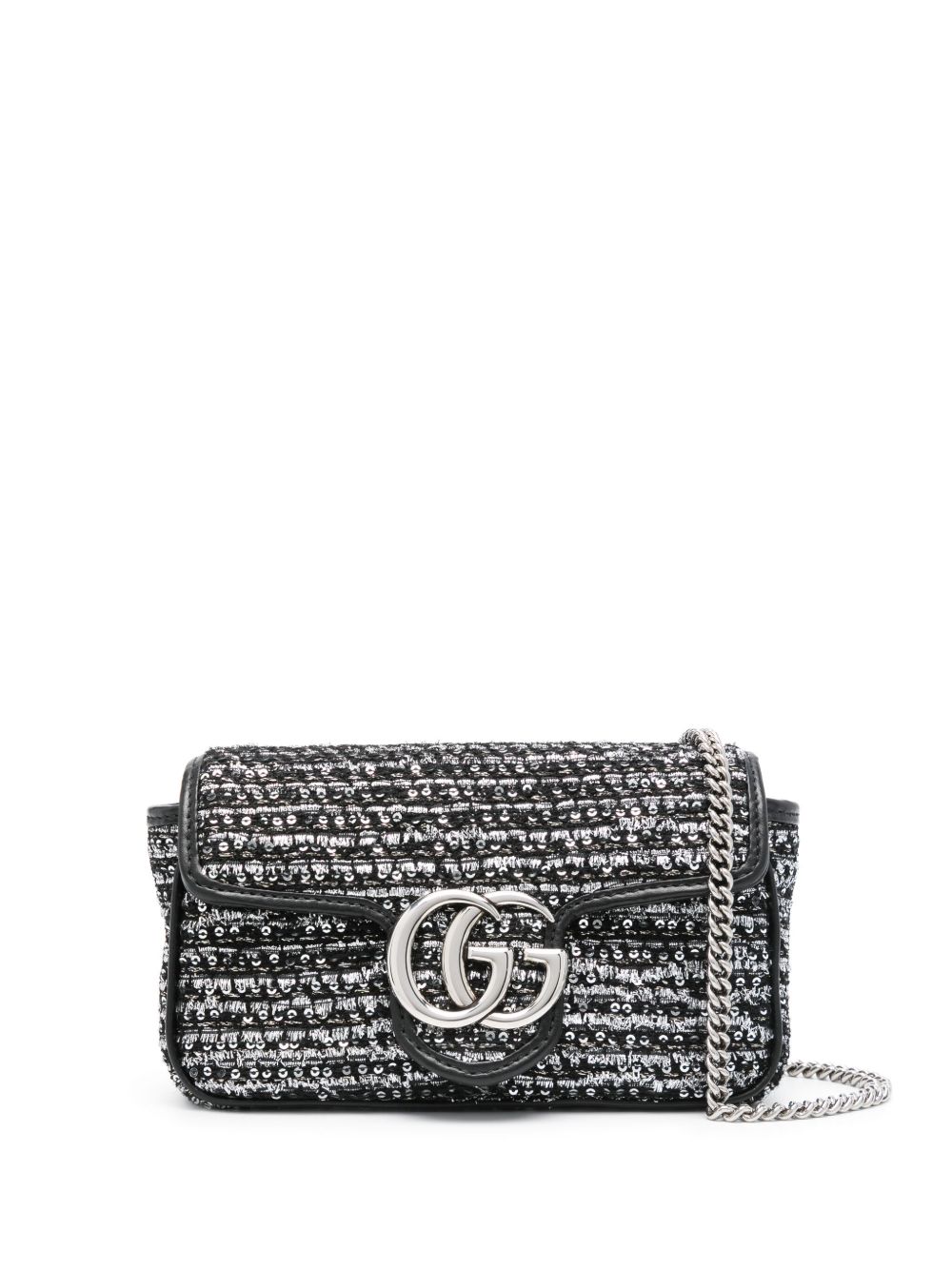 Gucci GG Marmont Super 迷你斜挎包 - 黑色