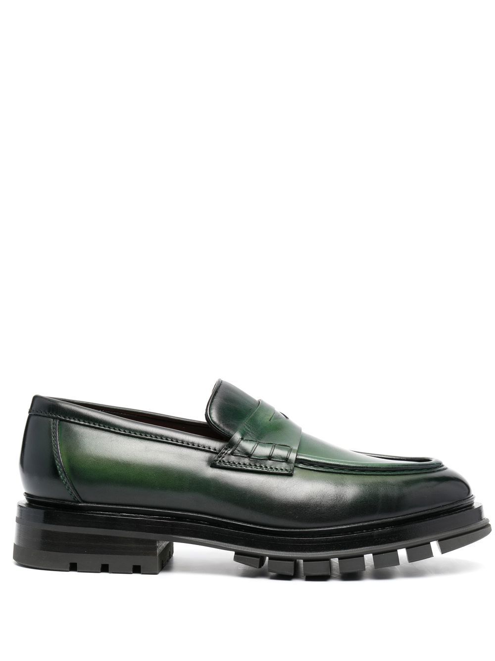 Santoni 皮质经典乐福鞋 - 绿色