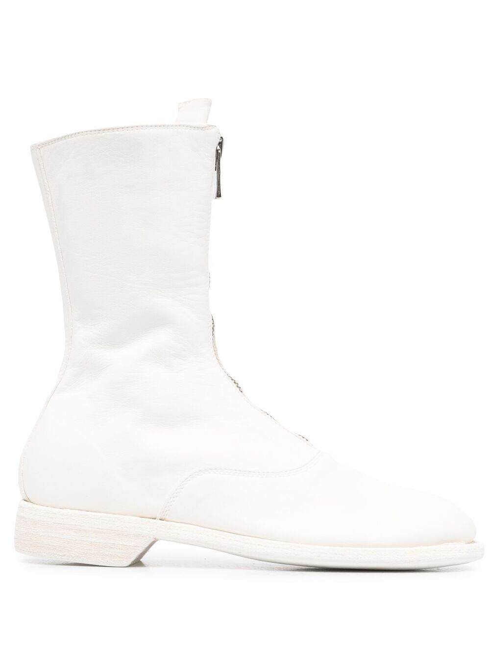 Guidi 正面拉链高筒靴 - 白色