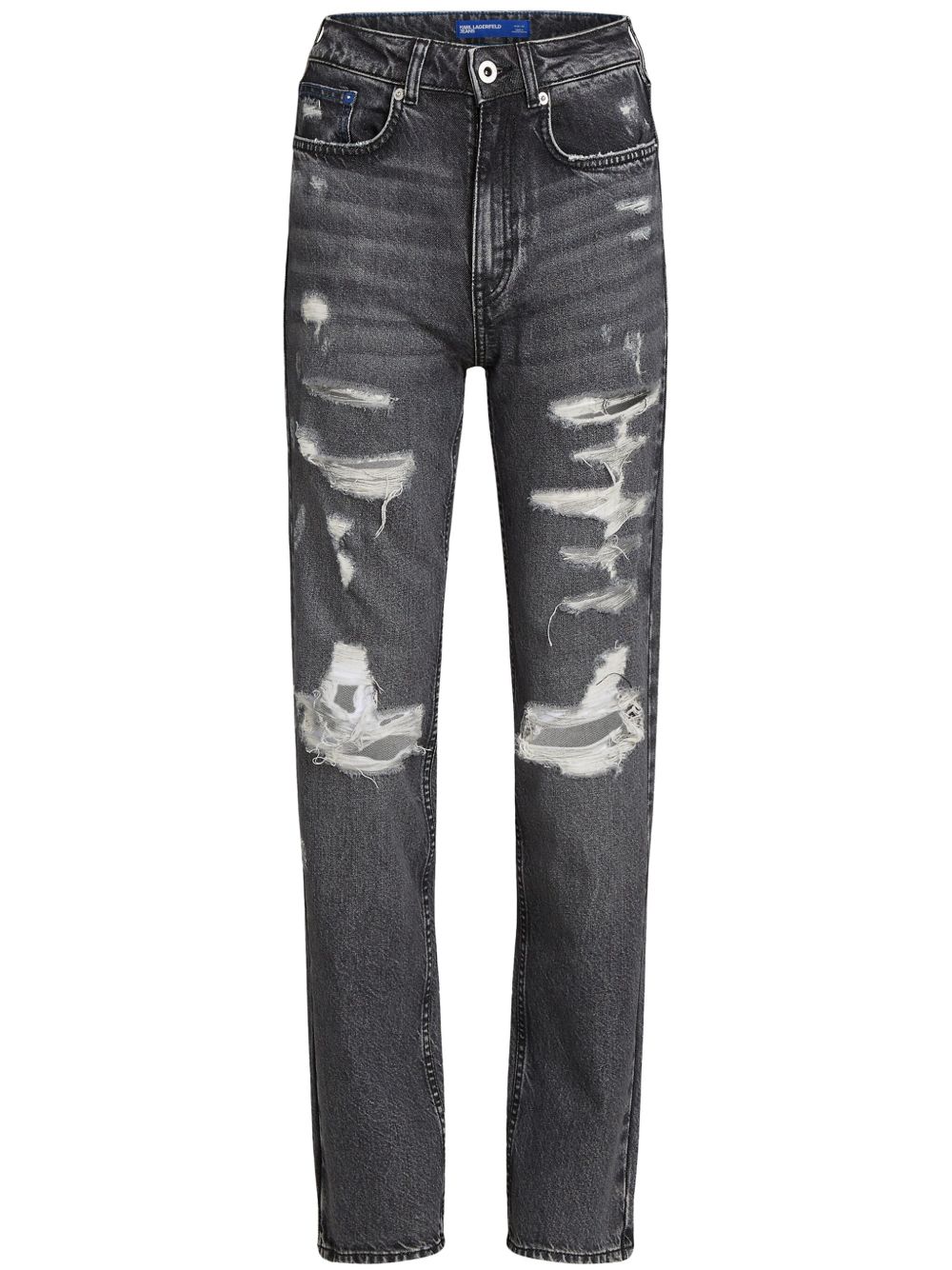 Karl Lagerfeld Jeans 仿旧效果直筒牛仔裤 - 灰色