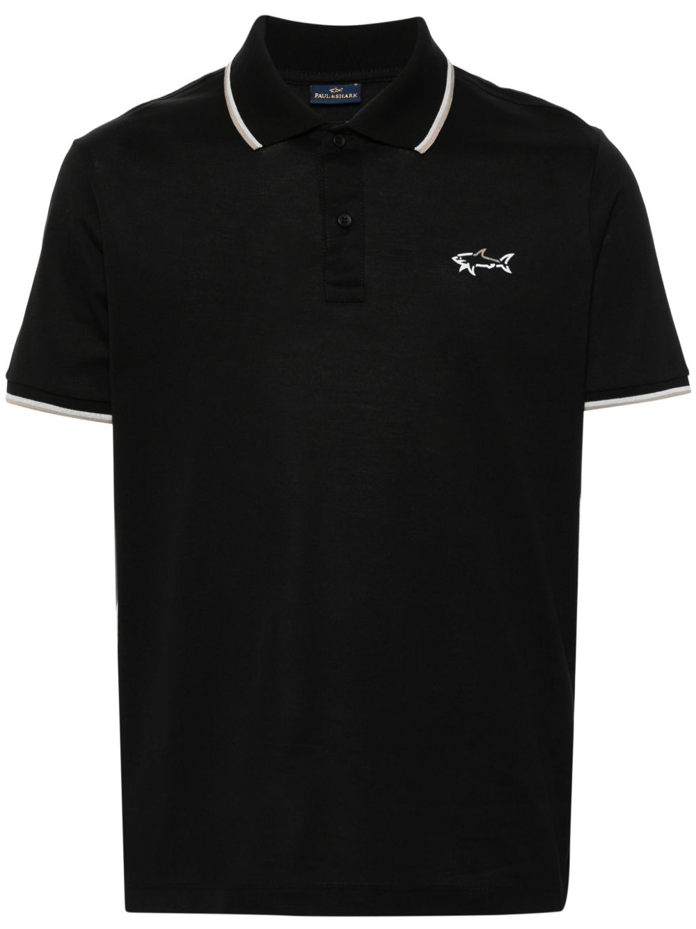 Paul & Shark logo印花珠地布polo衫 - 黑色
