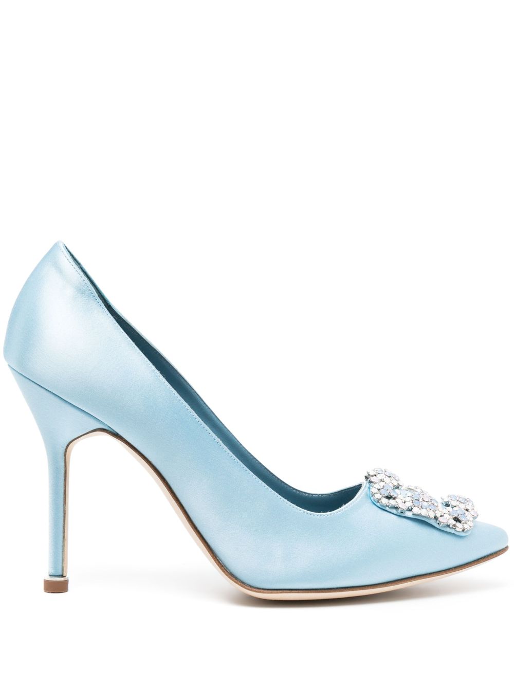 Manolo Blahnik Hangisi 缎面高跟鞋 - 蓝色