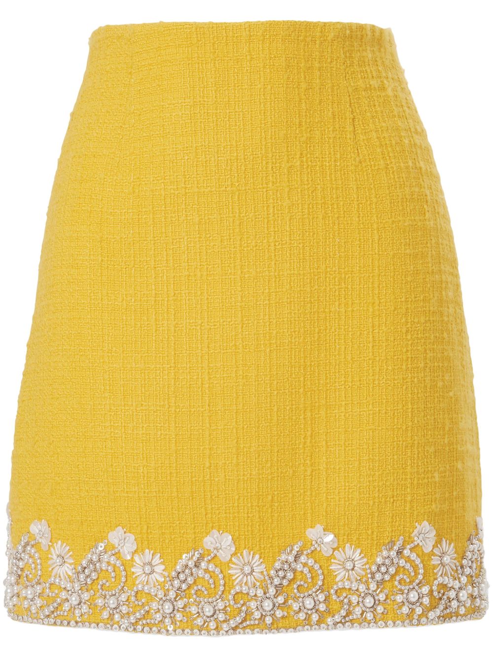 Carolina Herrera 花卉刺绣迷你半身裙 - 黄色