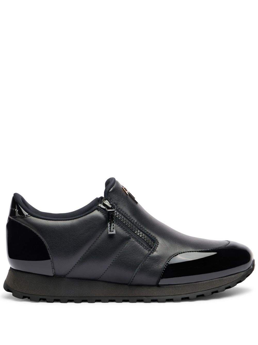 Giuseppe Zanotti Idle Run 绗缝皮质拉链乐福鞋 - 黑色