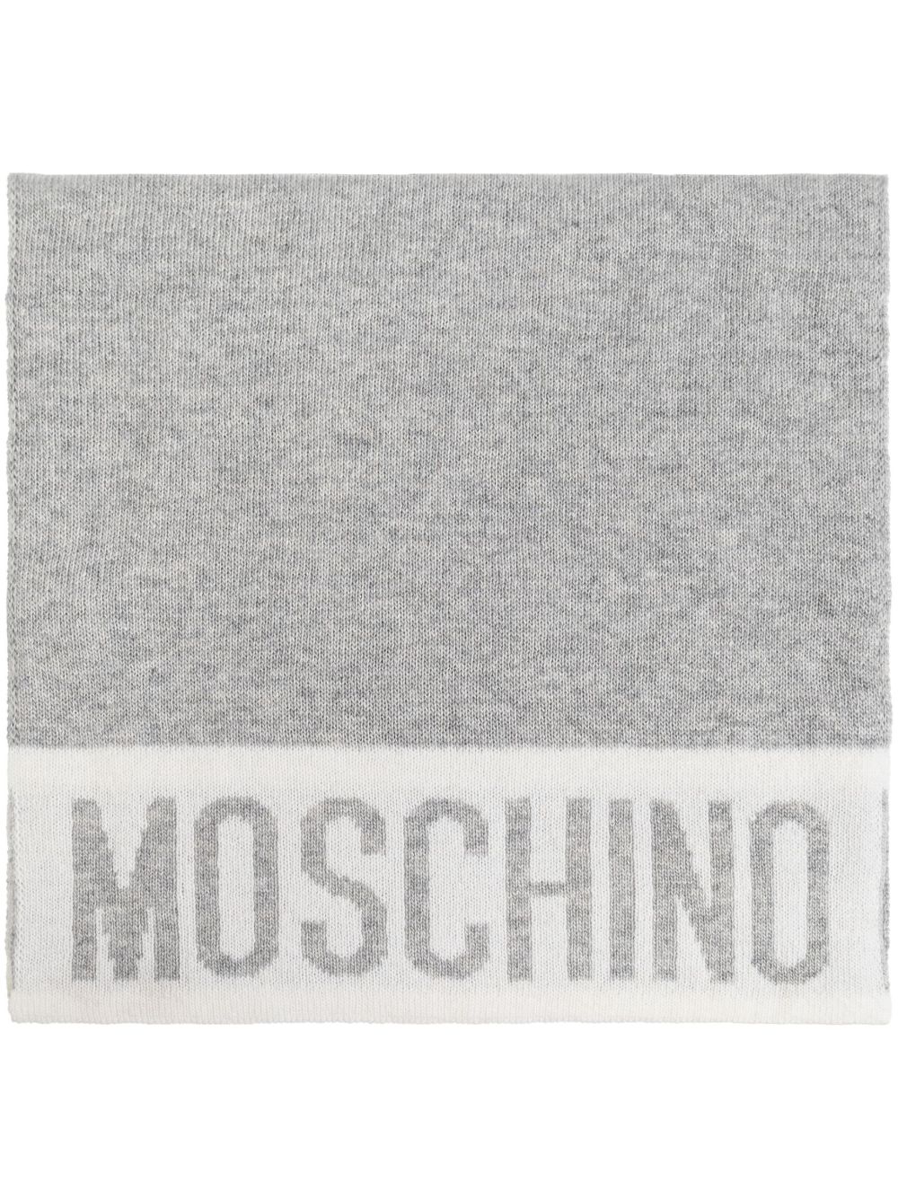 Moschino logo嵌花针织围巾 - 灰色