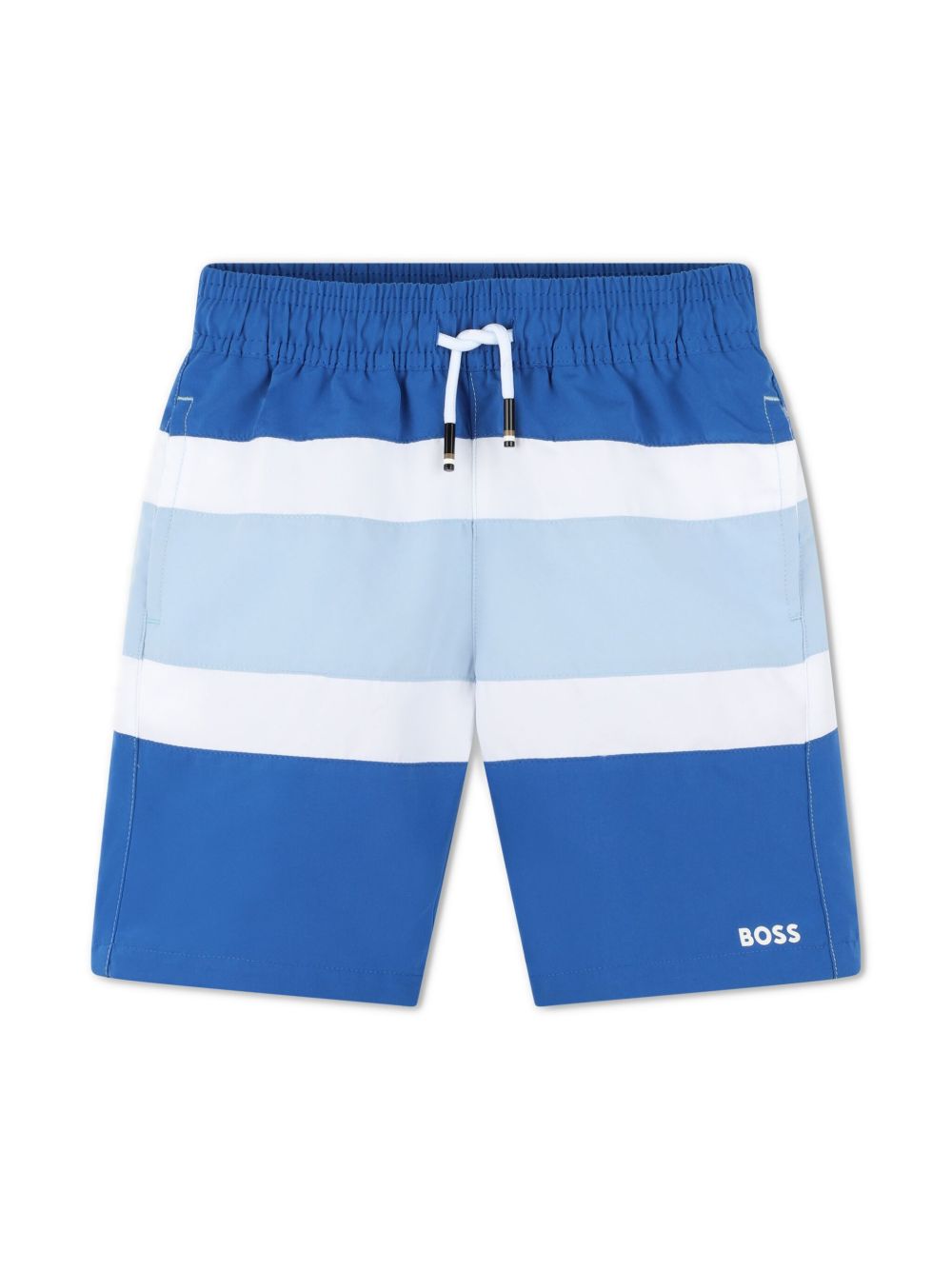 BOSS Kidswear logo印花条纹泳裤 - 蓝色