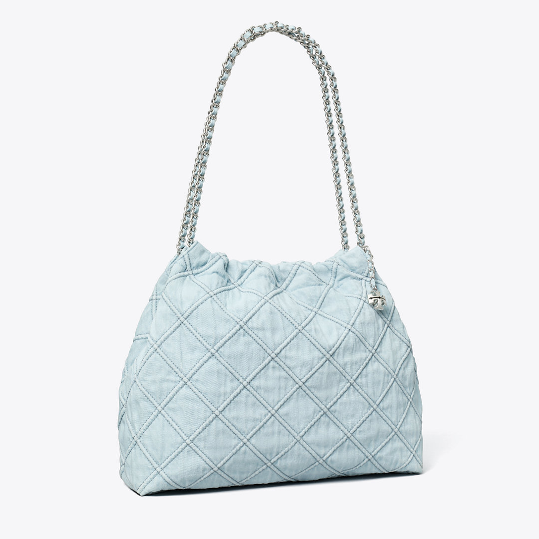 Tory Burch Fleming Soft Denim Hobo Bag