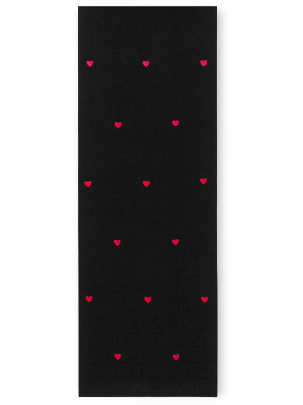 Moschino 刺绣心形针织围巾 - 黑色