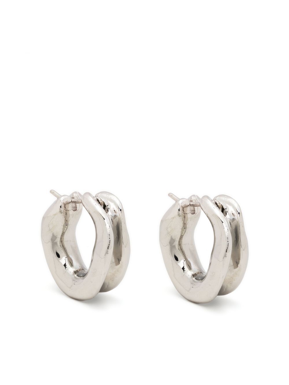 Vann Jewelry 不对称圆形耳环 - 银色