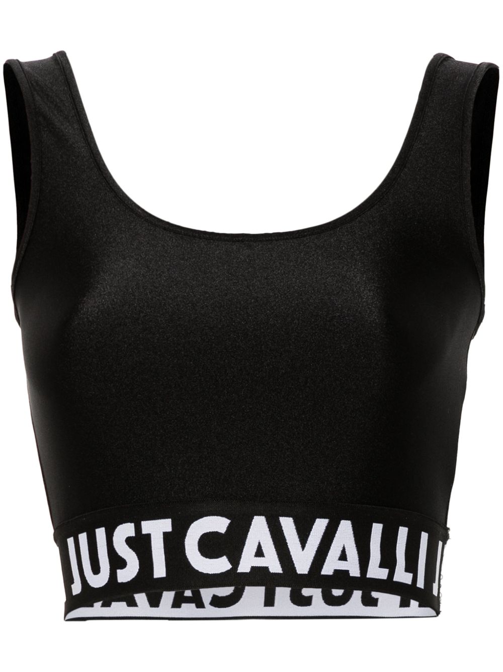 Just Cavalli logo腰身短款上衣 - 黑色