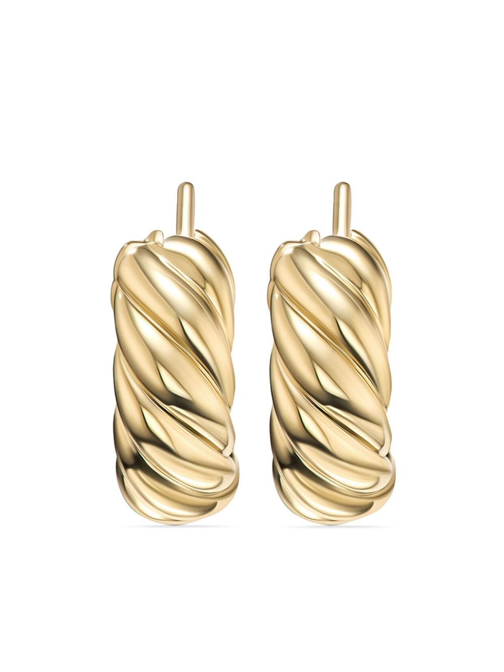 David Yurman 18K黄金 Sculpted Cable 圈形耳环（5.4毫米） - 金色