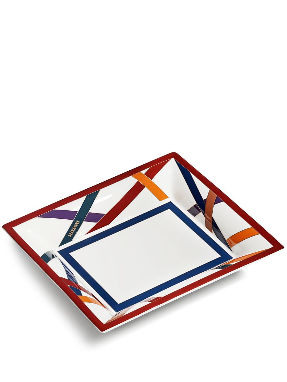 Missoni Home Nastri logo印花托盘 - 白色