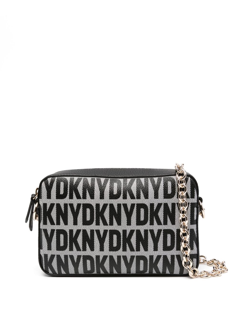 DKNY Sara logo印花皮质斜挎包 - 黑色