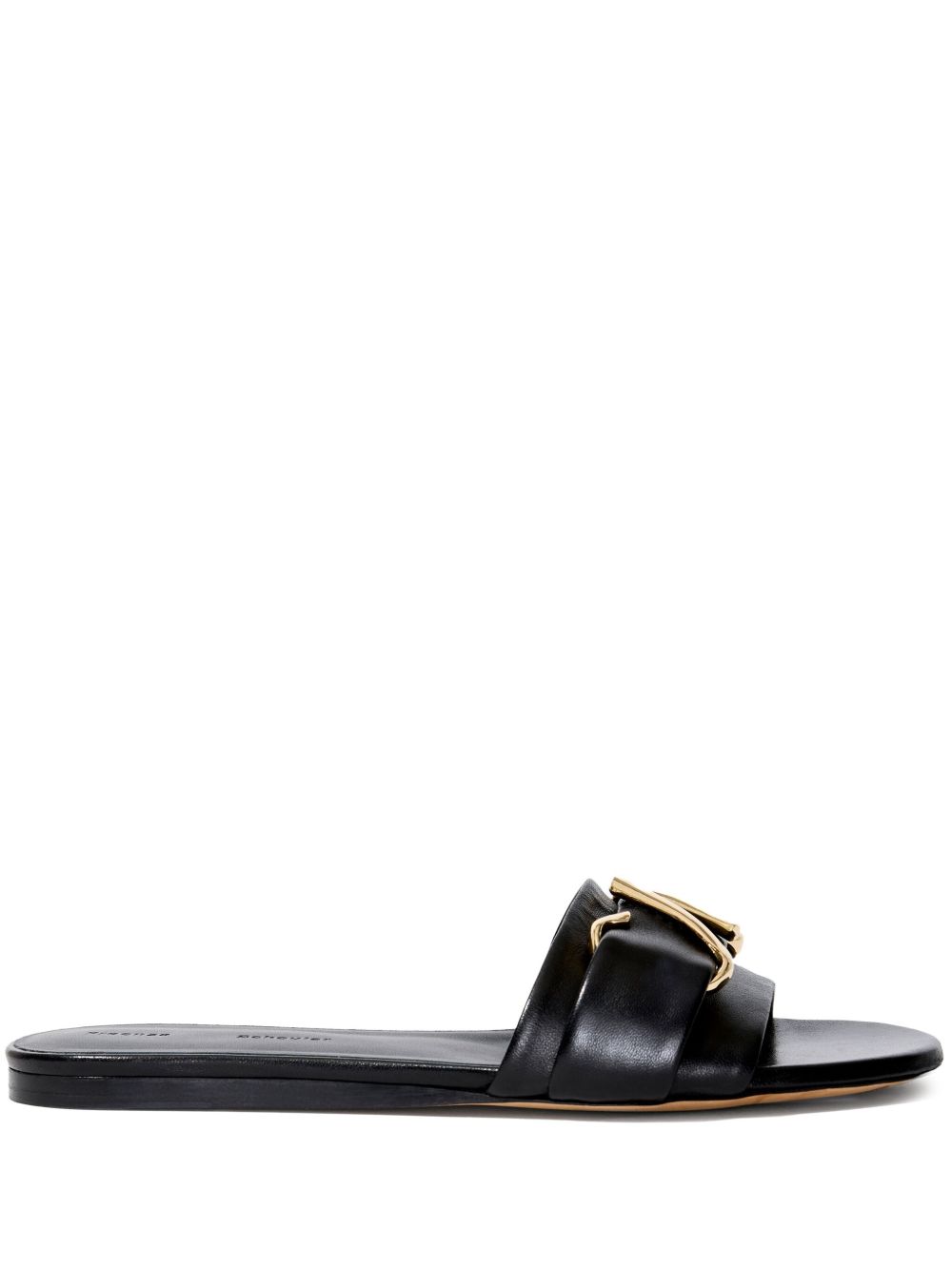 Proenza Schouler Monogram 皮质拖鞋 - 黑色