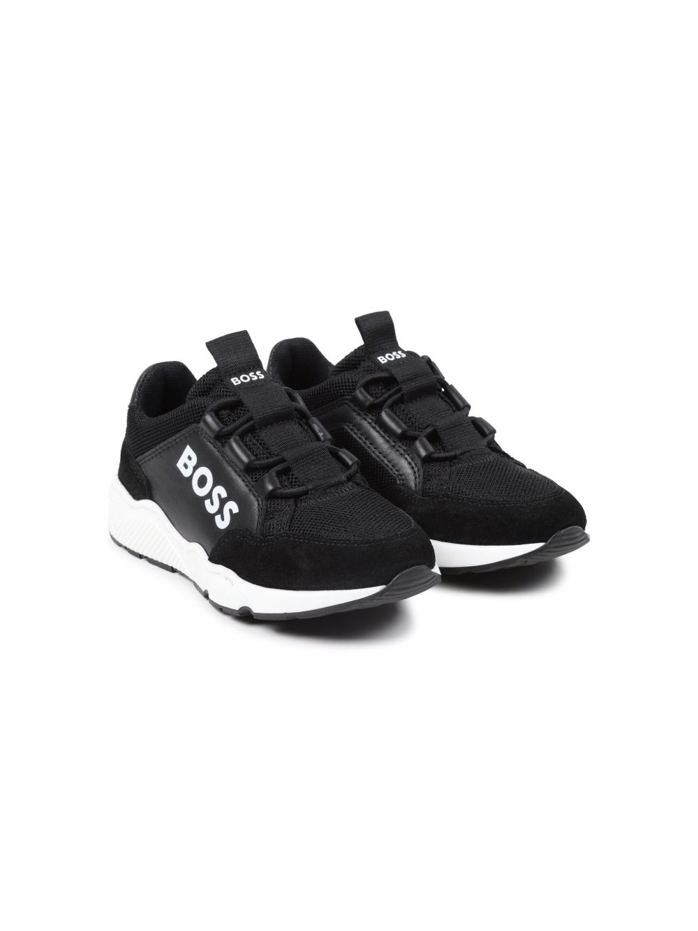 BOSS Kidswear logo印花系带运动鞋 - 黑色
