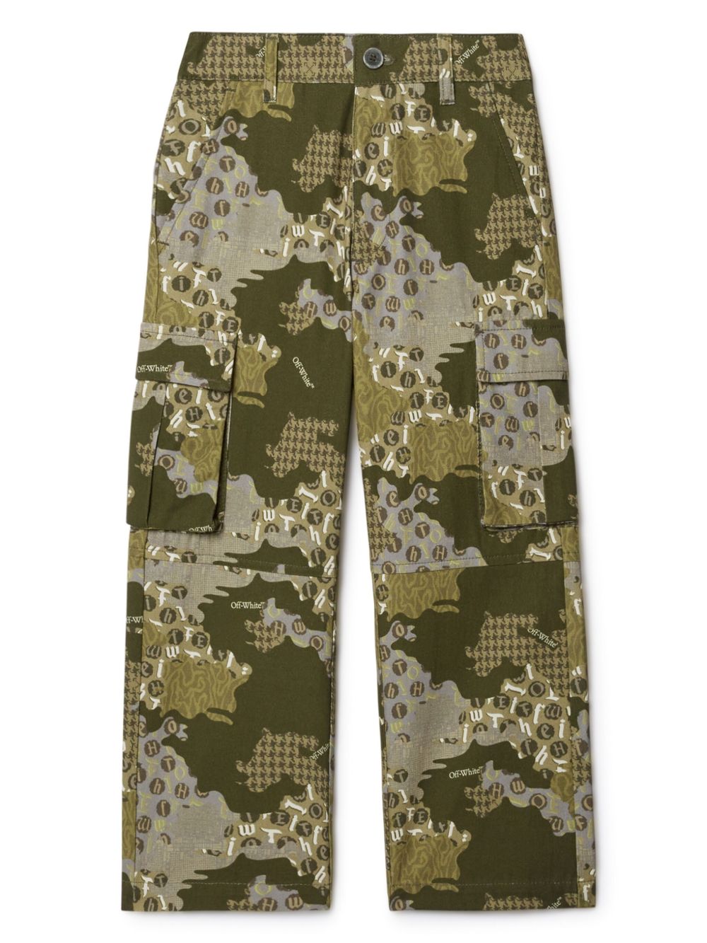 Off-White Kids Crazy Camo 棉工装裤 - 绿色