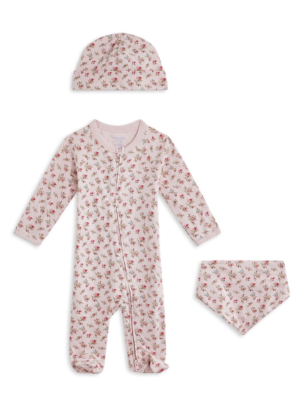 POLO RALPH LAUREN KIDS 花卉印花棉连体衣套装 - 粉色