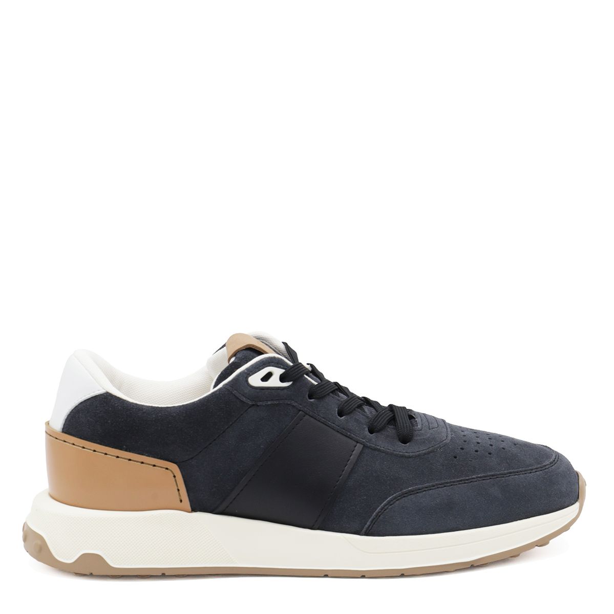 Tod'S Navy Blue Suede And Beige Leather Sneakers
