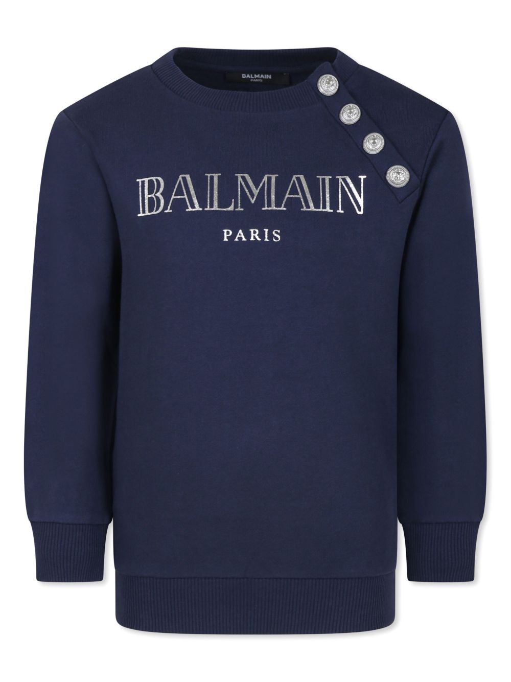 Balmain Kids logo印花棉卫衣 - 蓝色