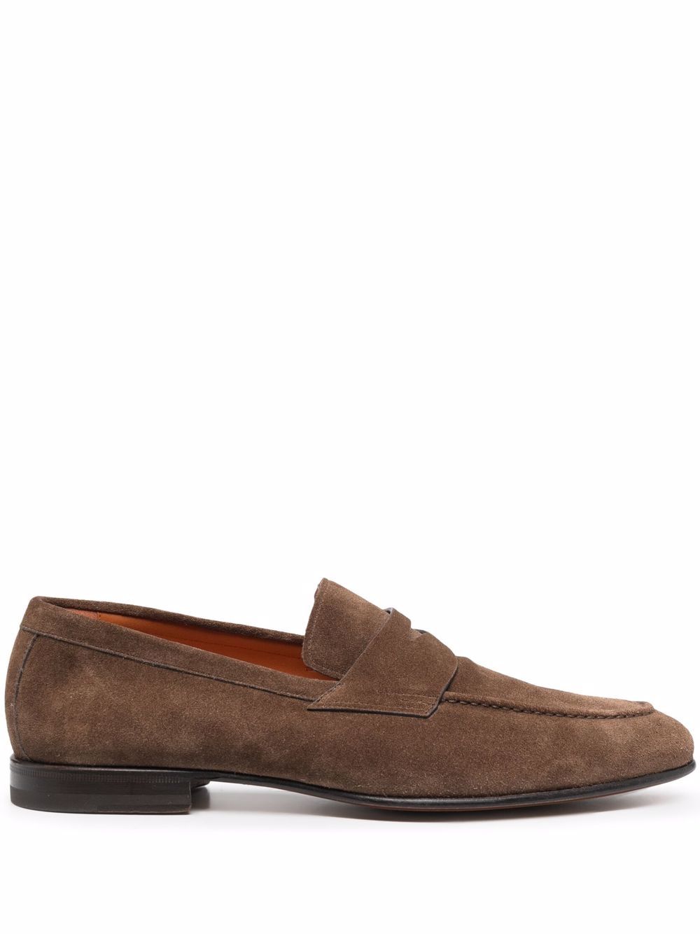 Santoni 皮质经典乐福鞋 - 褐色