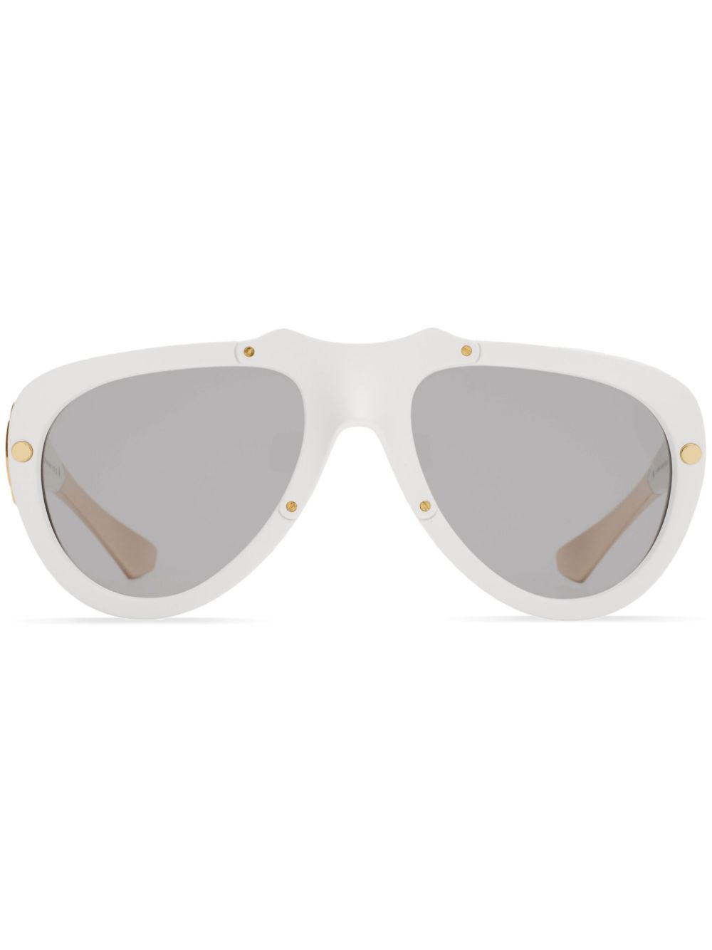 Burberry Eyewear Shield Mask 飞行员镜框太阳眼镜 - 白色