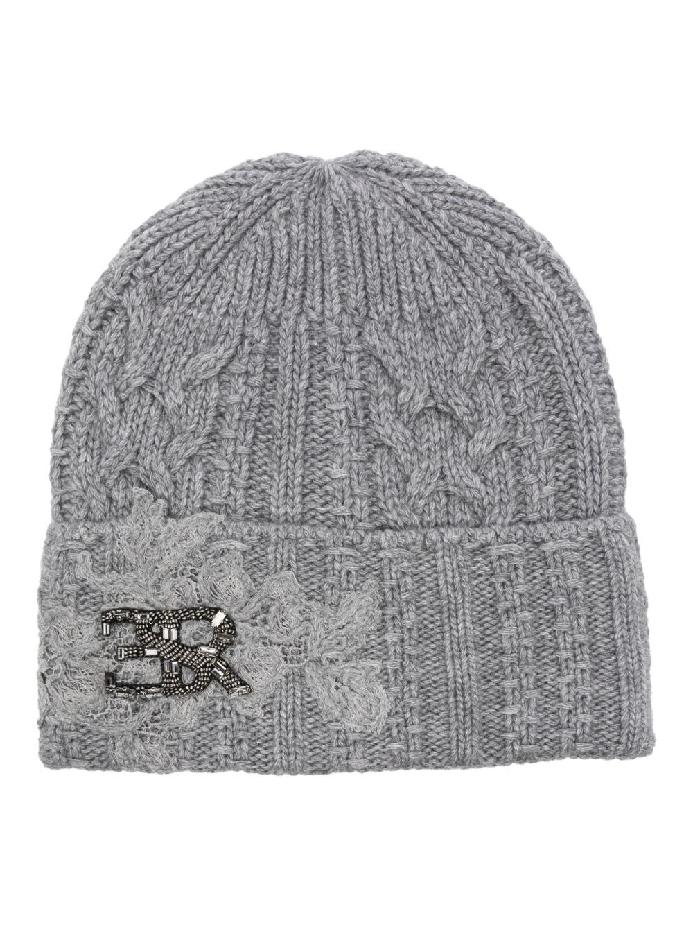 Ermanno Scervino 串珠logo套头帽 - 灰色