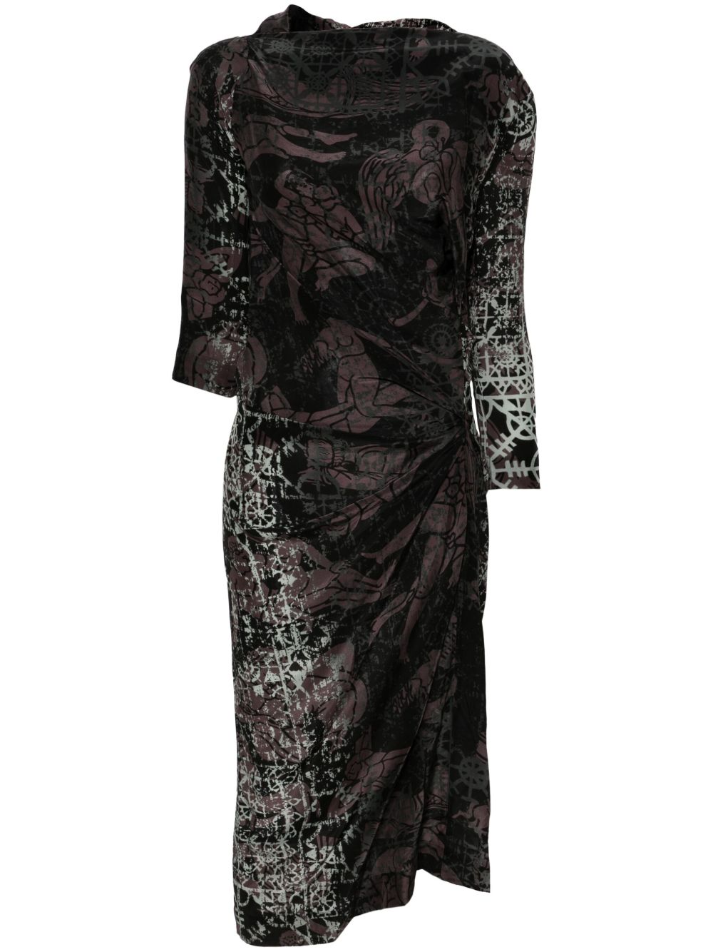 Vivienne Westwood Pre-Owned 图案印花中长连衣裙（2014-2015年典藏款） - 灰色