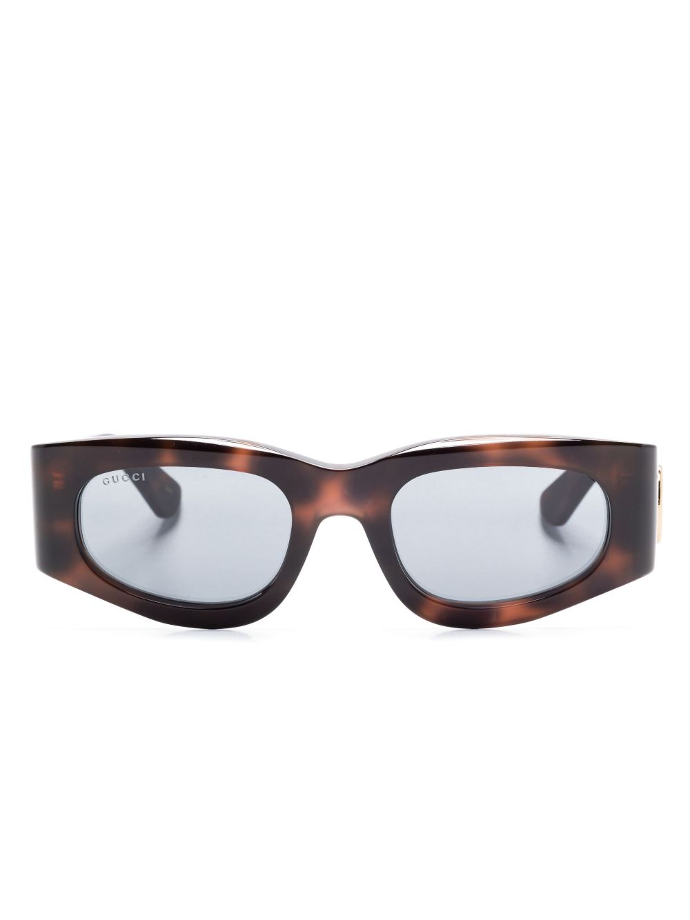 Gucci Eyewear 长方形框太阳眼镜 - 褐色