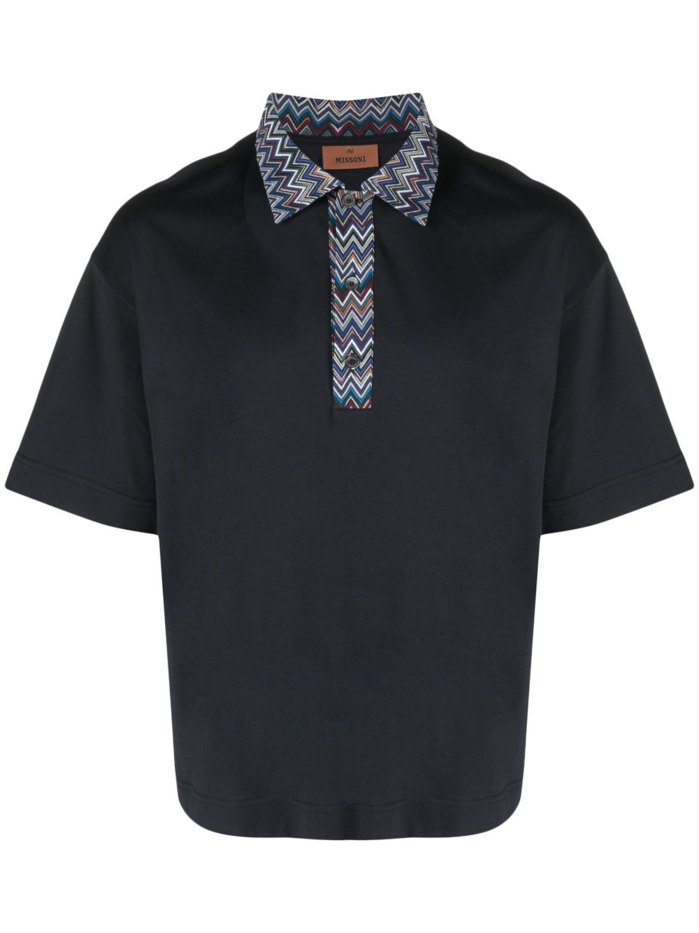 Missoni 人字纹边饰polo衫 - 蓝色