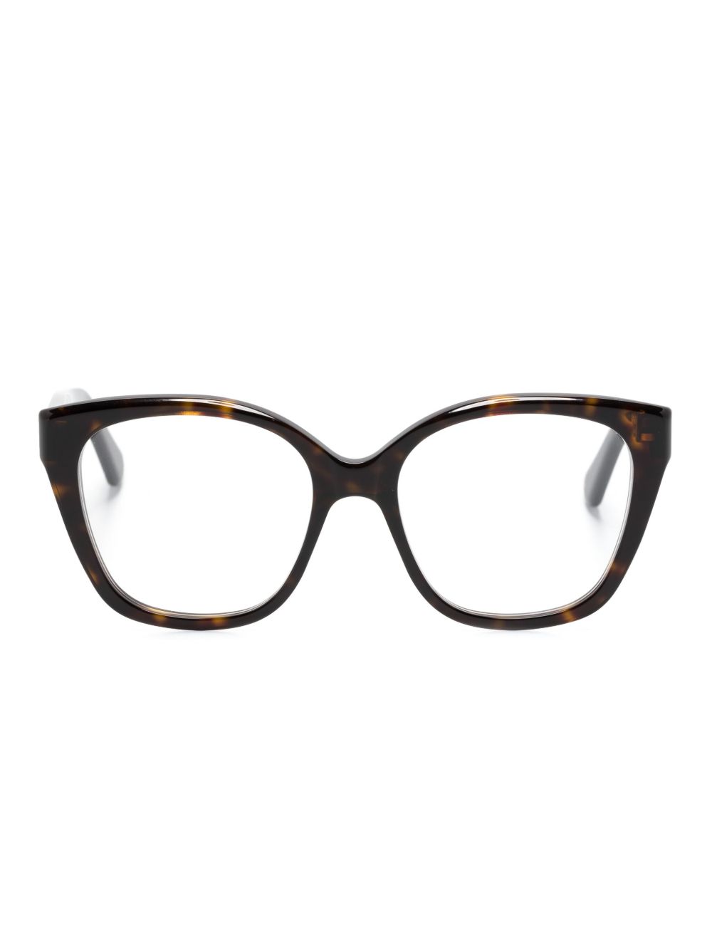 Chloé Eyewear 玳瑁纹方形镜框眼镜 - 褐色