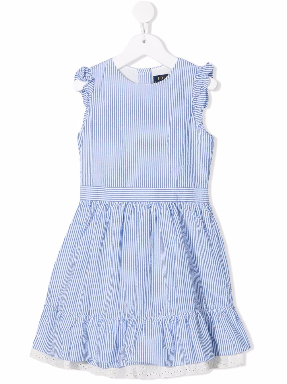 POLO RALPH LAUREN KIDS 条纹伞形连衣裙 - 蓝色